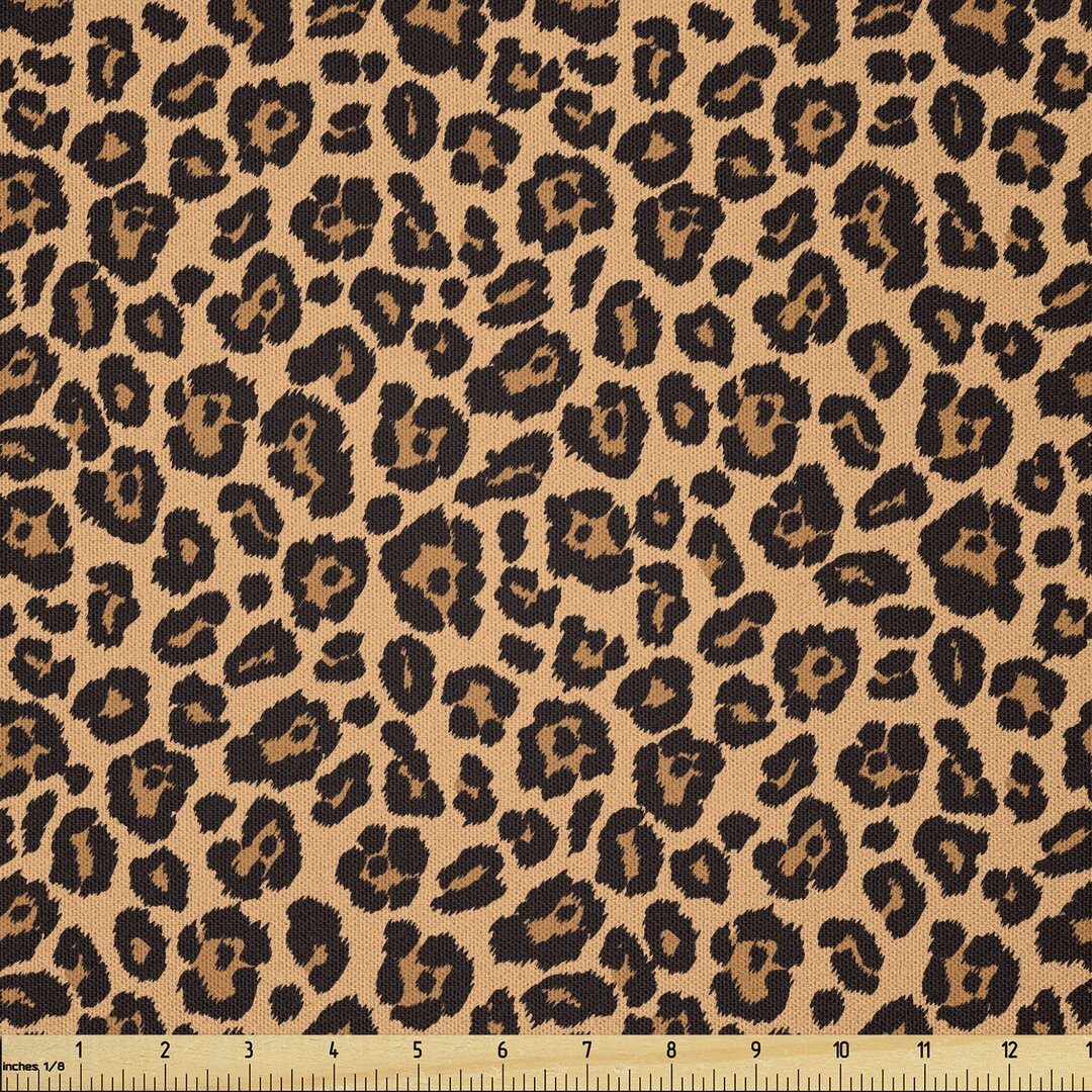 Stoff als Meterware, Orange Exotische Afrikanische, Leopard-Druck, Orange Schwarz