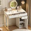 Meuble-lavabo de 31,5 po avec miroir éclairé, coiffeuse de luxe avec 2 tiroirs et 1 armoire, 3 modes d'éclairage disponibles pour la chambre à coucher