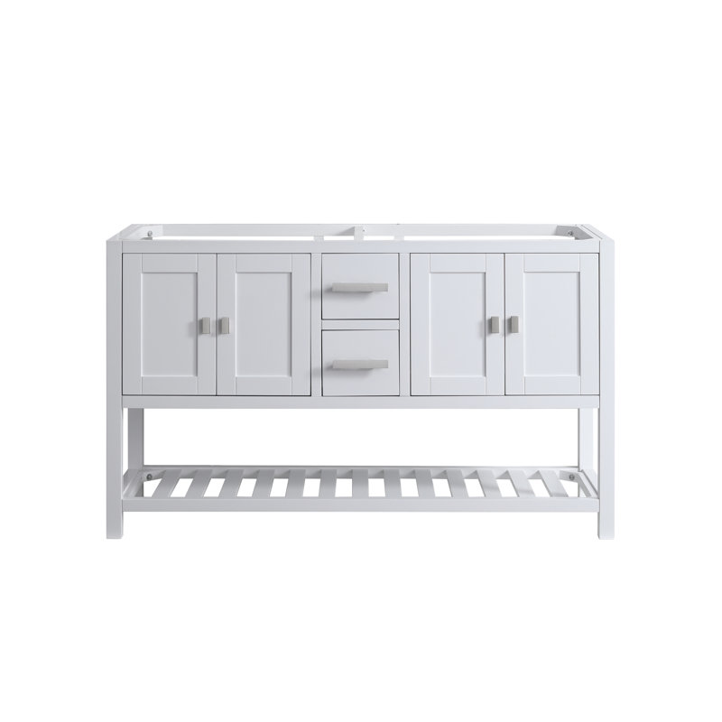 Monaco 60-in Bathroom Vanity Base Cabinet without Top, White