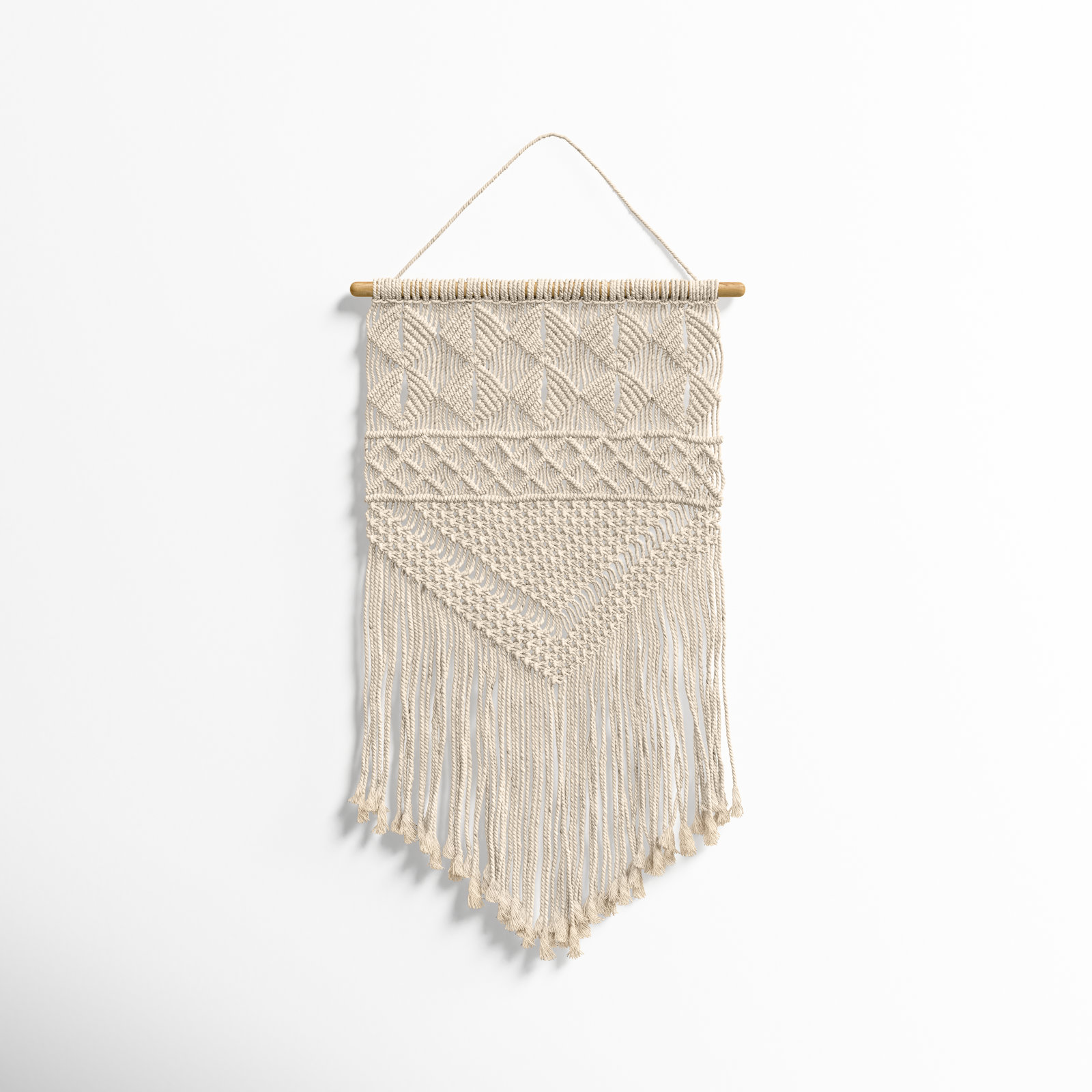 Cotton Hand Woven Tiered Wall Hanging, 31" H x 15" W