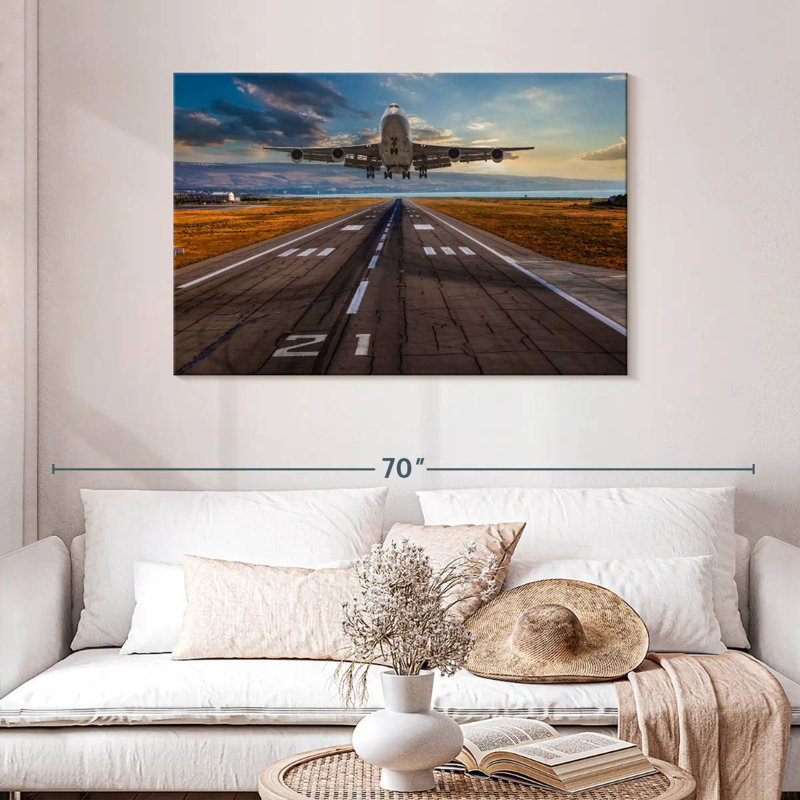 Décollage de l'avion Mehar, H 30 po x l 45 po