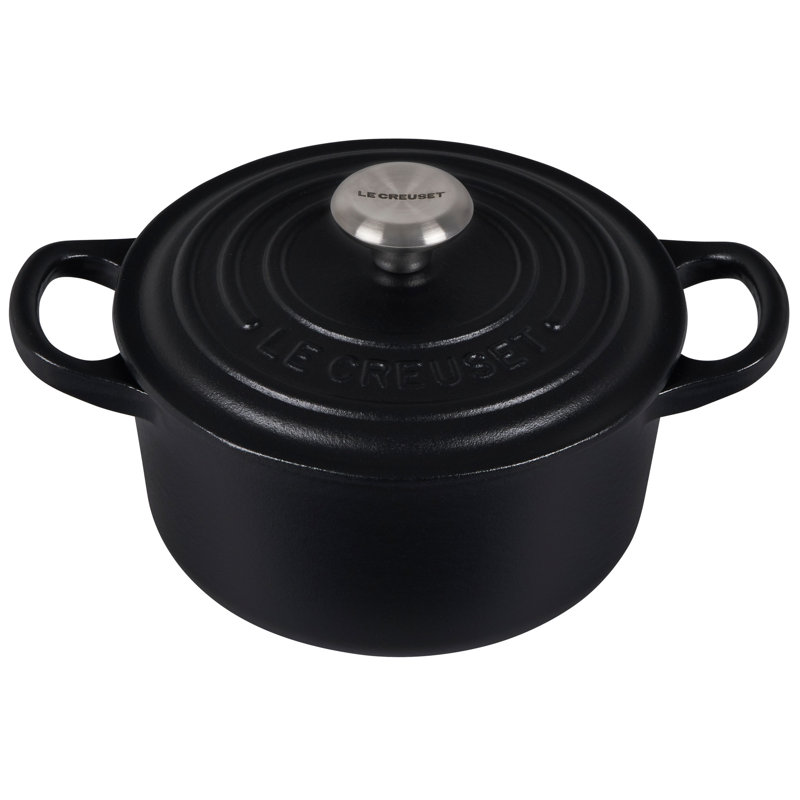 Le Creuset Signature Enameled Cast Iron Round Dutch Oven with Lid, Licorice, 6.75 quarts