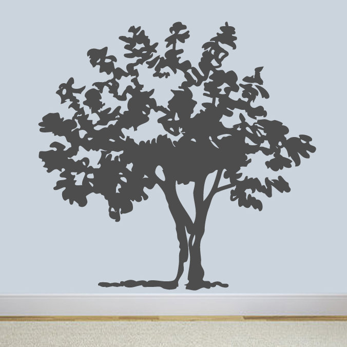 Décalcomanie murale arbre contes, Gris foncé
