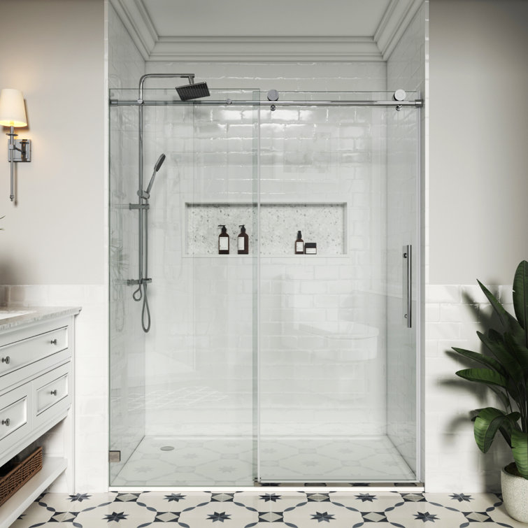 60" W x 60" D x 76" H Framless Sliding Rectangle Shower Stall With Soft Closing