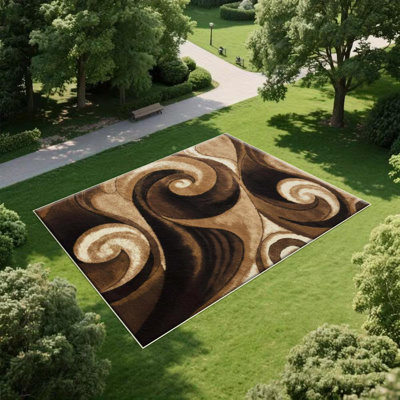 Tapis à motif de tourbillons, doux et léger, adapté à toutes les saisons, facile à entretenir et facile à nettoyer, tapis de tapis lavable à la machine, adapté au salon, à la chambre à coucher, au couloir, au balcon, au patio, à la décoration intérieure, à la décoration extérieure