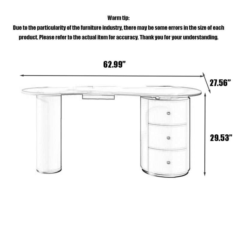 Bureau d'écriture Modern Minimalist Rock, H 29,53 po x l 62,99 po x P 27,56 po