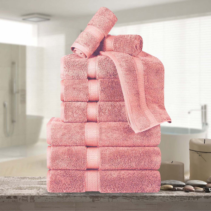 Scotia Egyptian Cotton Bath Towel Set, Tea Rose, 9Pc Towel Set  (3Bath, 3Hand, 3Face)