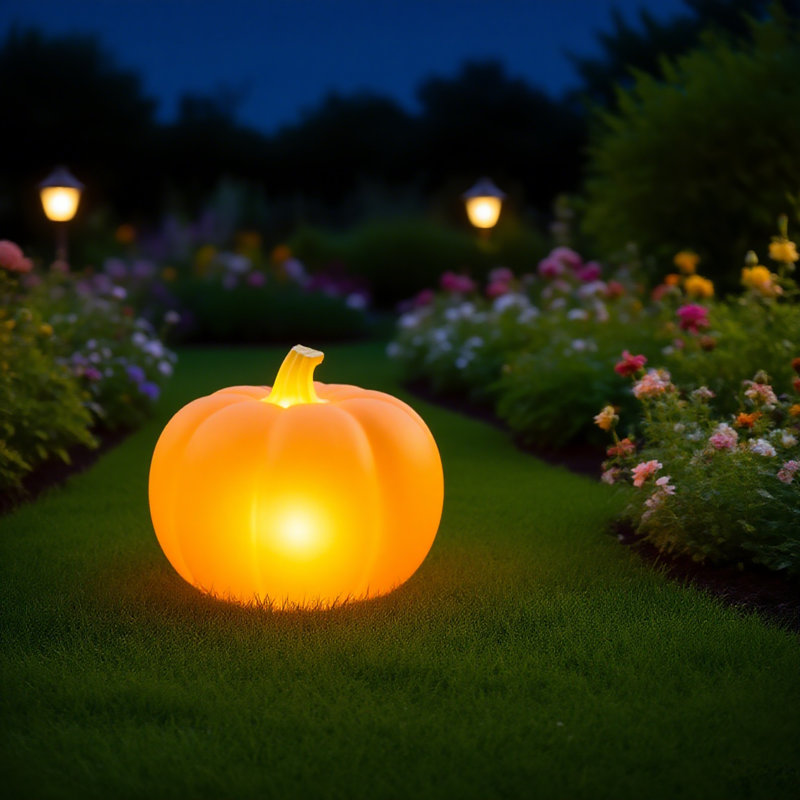 Lumière de citrouille à énergie solaire, H 15,35 po x l 23,6 po x P 23,6 po