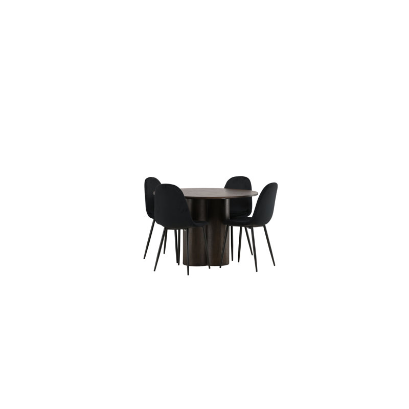 Balfor 4 - Person Dining Set, Black, Black
