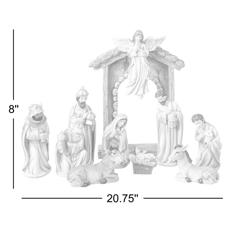 11pcs Deluxe Blue Resin Nativity Figurine Set (KD)