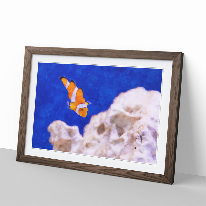 Clownfish Vol.2 - Picture Frame Graphic Art, 48cm H x 65cm W x 2cm D, Walnut Framed