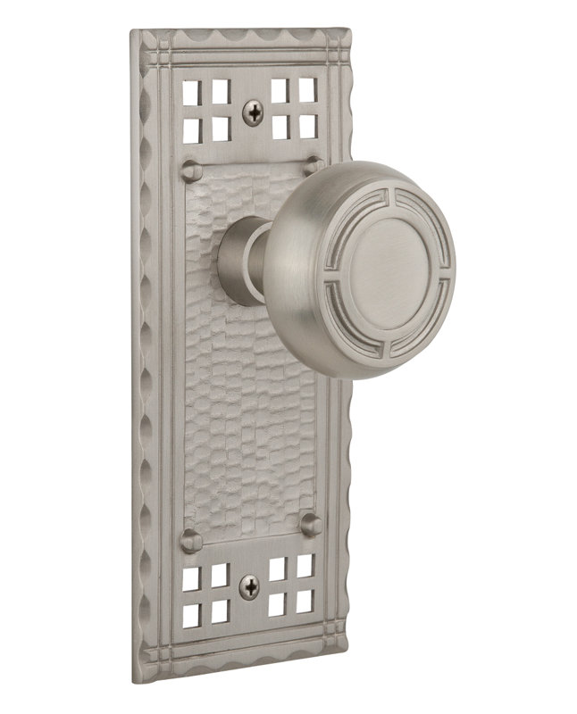 Craftsman Plate with Mission Door Knob, Satin Nickel