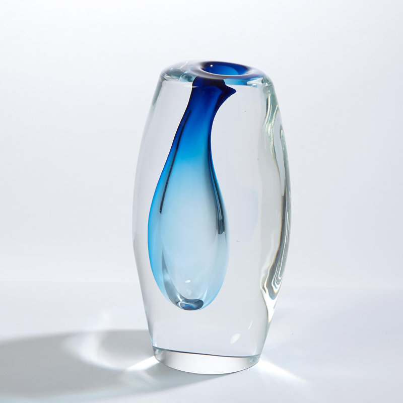 Offset Vase, Light Blue, 10.5" H x 4.5" W x 6" D