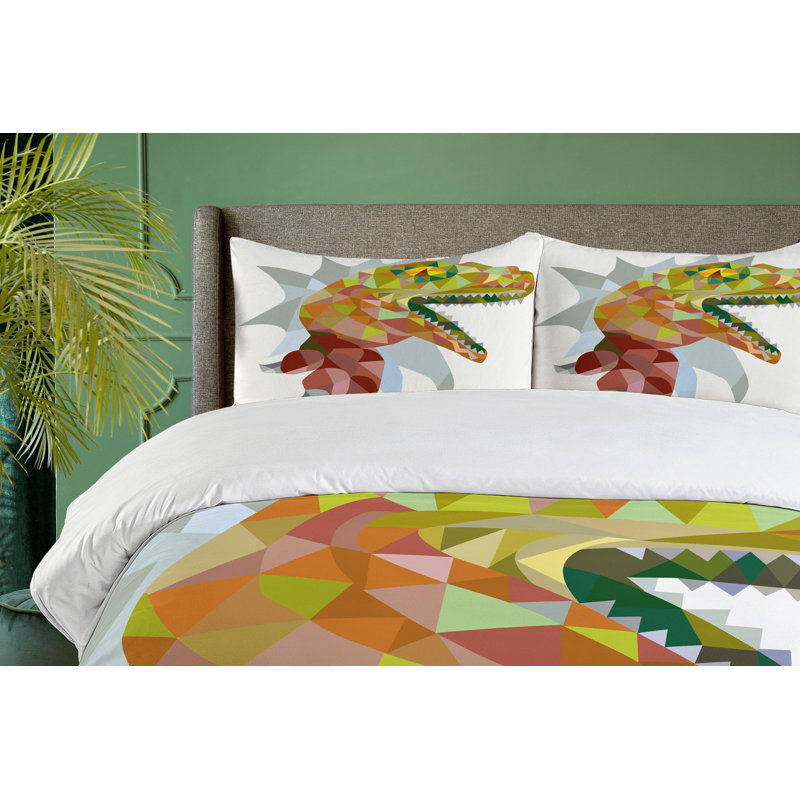 Reptile Polyester Duvet Cover, Queen Duvet Cover + 2 Shams