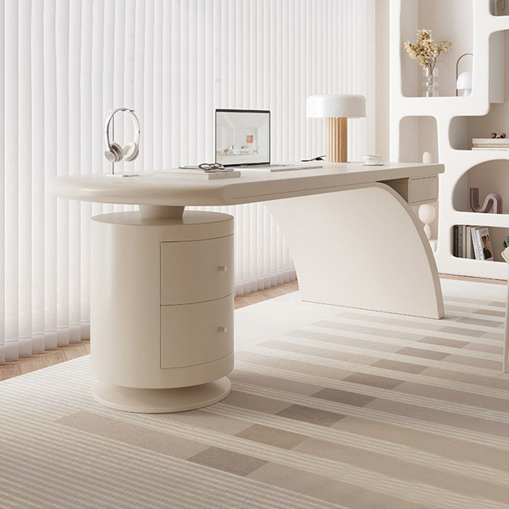 Oaklawn Tools Ivory Half-circle Manufactured Wood with 3 drawers Desk ...