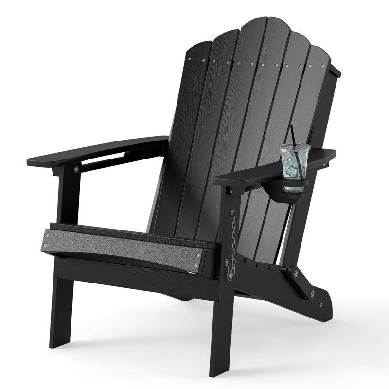 Foldable Outdoor Adirondack Chair, Black