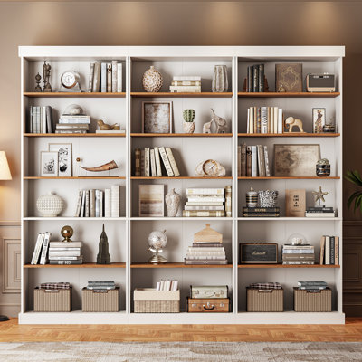 Grande bibliothèque standard de rangement en bois à 6 niveaux de H 71 po x l 59 po avec étagère de rangement et de présentation pour le bureau à domicile et le salon