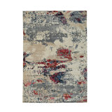 5x8 Gray Hand-Knotted Wool Viscose Pixelated Hues Abstract Modern Contemporary Carpet Rug