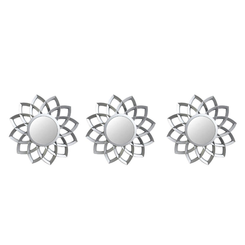Miroir floral mat arqué 10 po, Argent, H 10 po x l 10 po x P 0,5 po