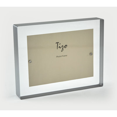 Lucite Floating Block Frame Gold Border 4X6
