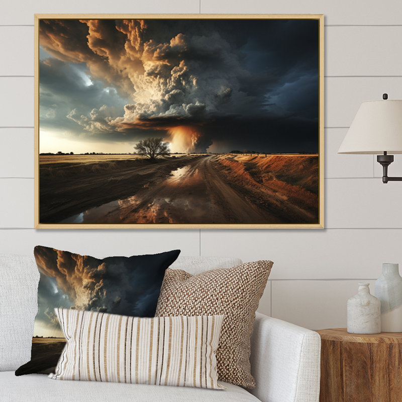 " Storm In Dakota ", Natural Floater Framed, 16" H x 32" W x 1" D