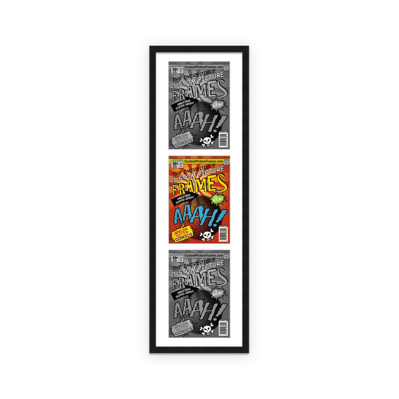 Wood Picture Frame with Mat, 11.75" x 43.5", Black/White