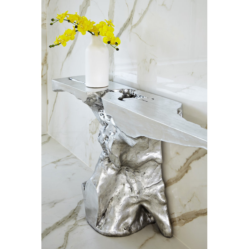 Crown 71" Silver Leaf Cast Console Table