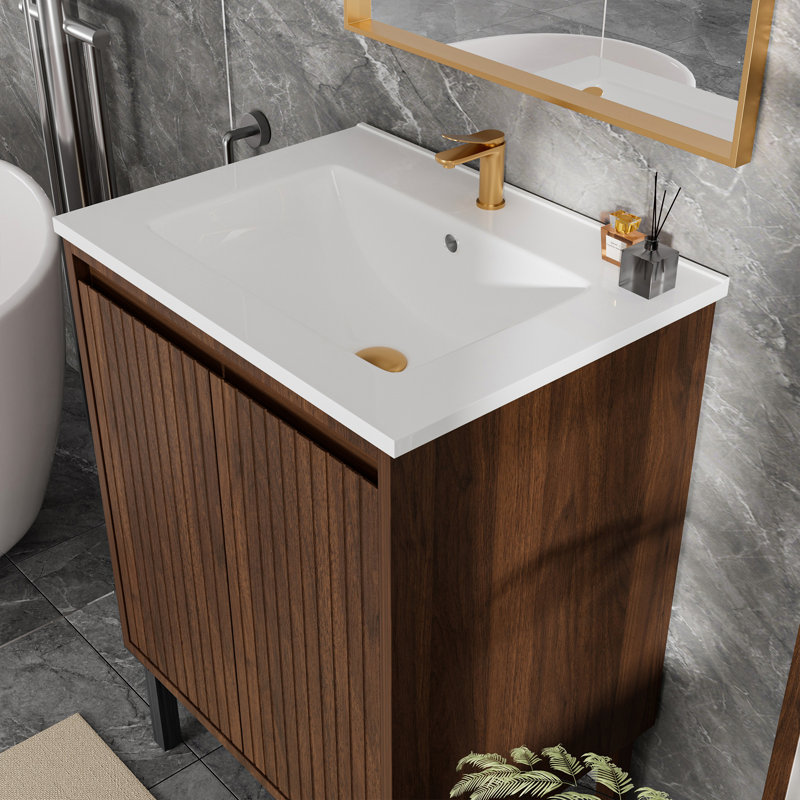 Meuble-lavabo 24 po sans lavabo, Brun mat