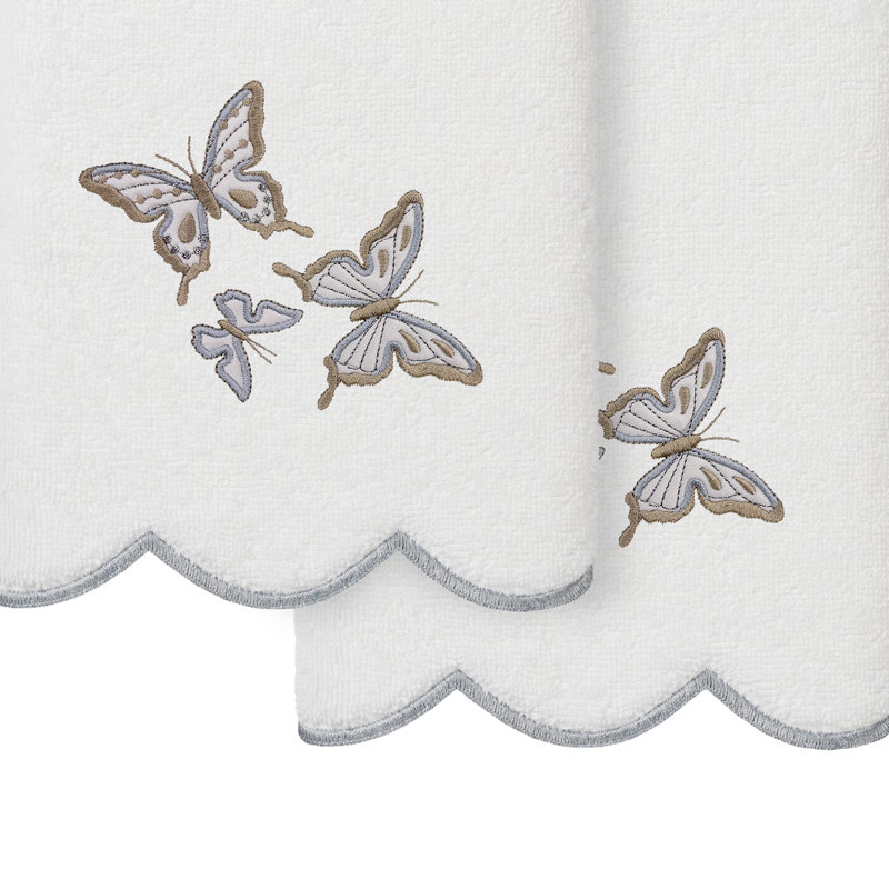 Ensemble de serviettes à main 2 pièces en lin 100% coton turc BRITNEY Linum Home Textiles, Blanc / Gris