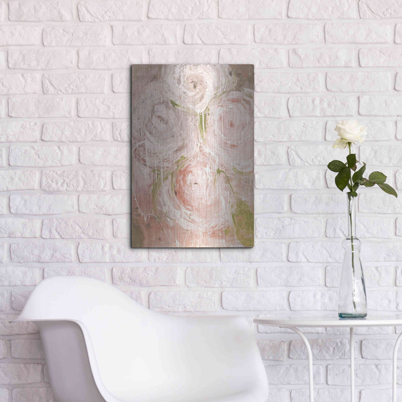 Art mural en métal de luxe «Vintage Rose» par Erin Ashley, 12 po x 16 po, H 24 po x l 16 po