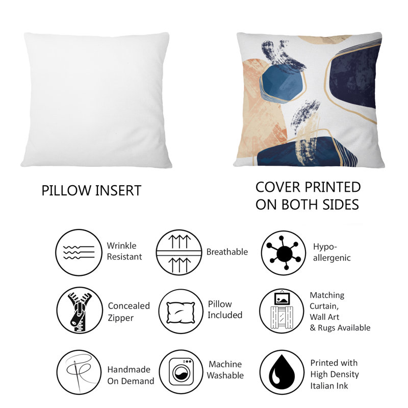 Coussin Minimalistic Blue & Earth Tone Shapes III - Modern