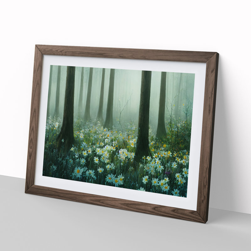 Adorable Spring Forest - Single Picture Frame Print, 34cm H x 46cm W x 2cm D, Walnut Framed