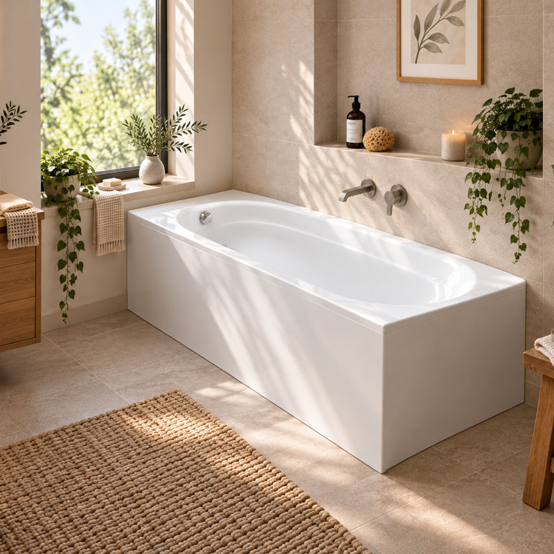 Davos 1550mm x 900mm Soaking Acrylic Bathtub, Left