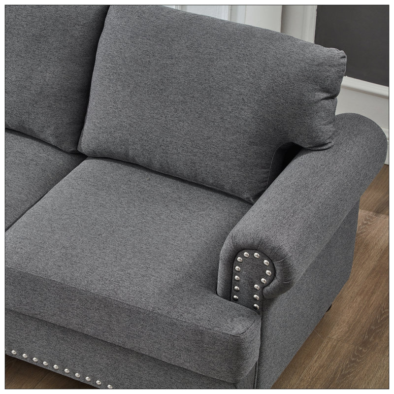 Canapé en tissu rembourré 83 po, Gris