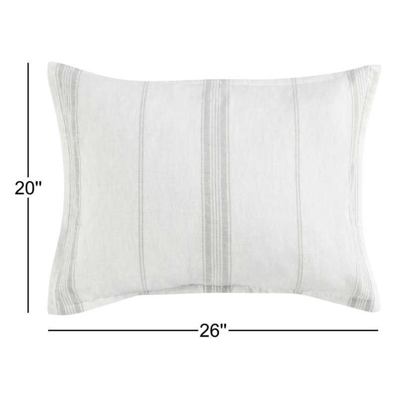 Taie décorative en mélange de coton Fleta, Grand lit, Rayé gris / blanc