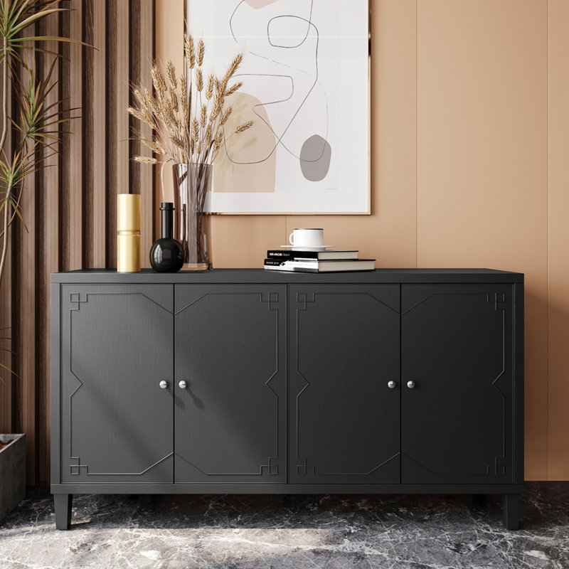 Schonbrunn Sideboard,Buffet table,Dining cabinet,Office credenza with Storage, Matte Black