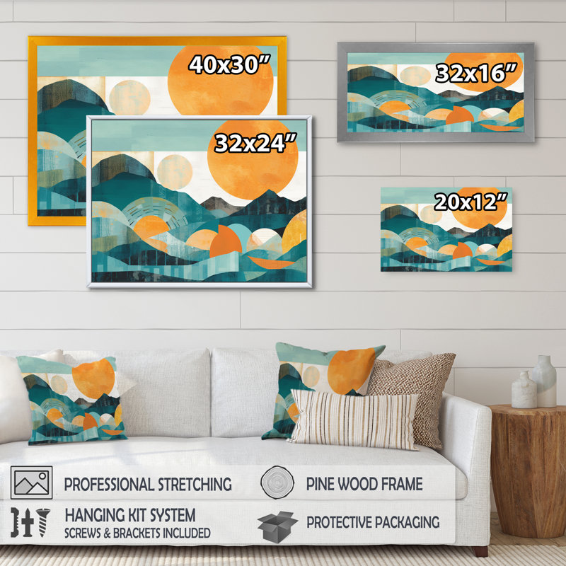 «Heatherstone Blue Sky Mountain», reproduction sur toile, Cadre photo noir, H 30 po x l 40 po x P 1,5 po
