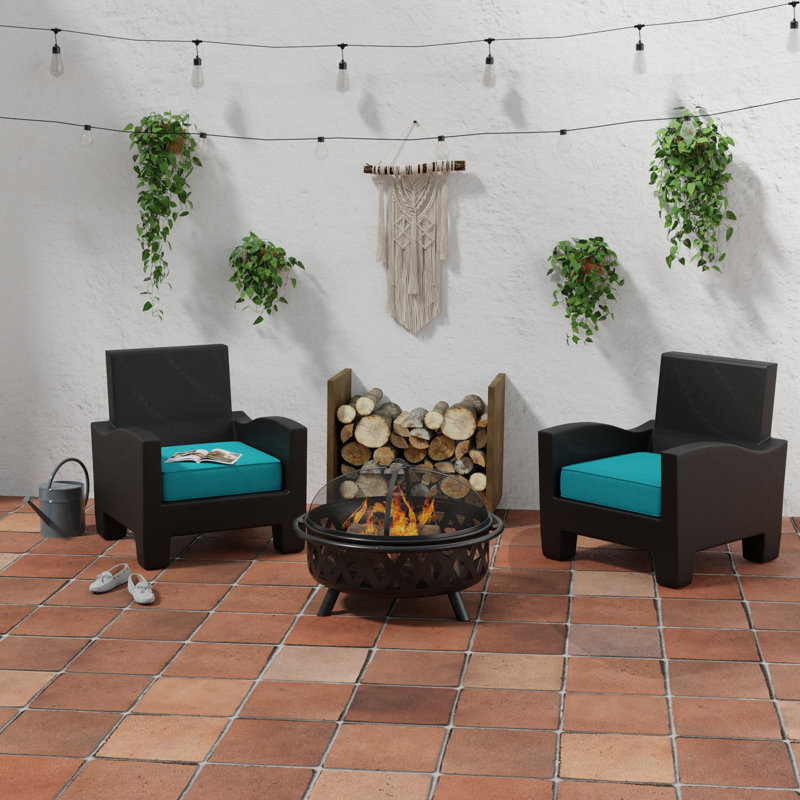 Sunbrella 23" x 22" Outdoor Deep Seat Cushion Set with Ties and Welt, Spectrum Peacock