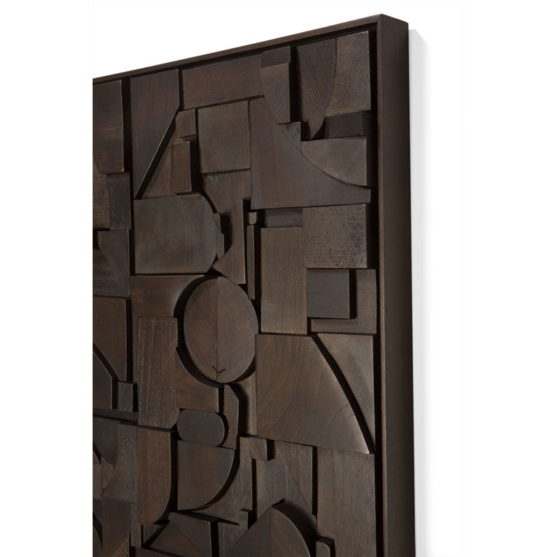 Handmade Solid Wood Wall Decor, Dark Brown, 36" H x 47" W x 2" D