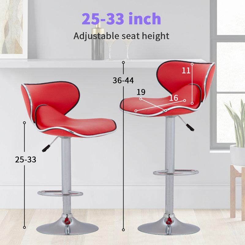 Ensemble de 2 tabourets de bar Knapp Otsellic, Rouge