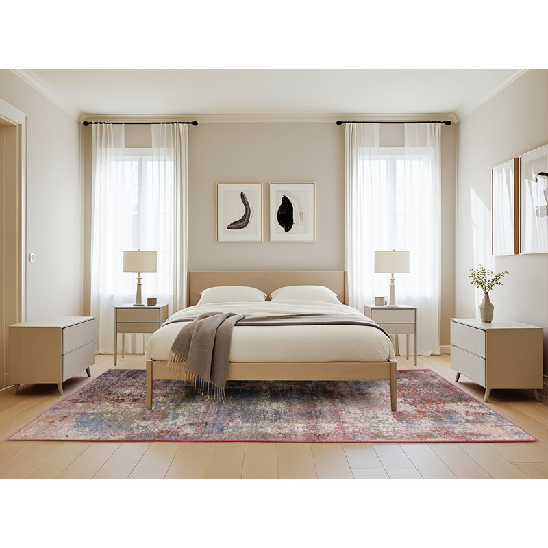 Tapis abstrait brun / bleu, Rectangle 5 pi x 8 pi