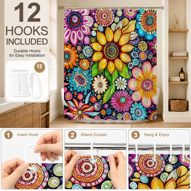 Shower Curtains with Hooks Included