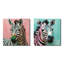 Rose et vert Boho Zebra I - ensemble de 2 carrés zébrés-456775302