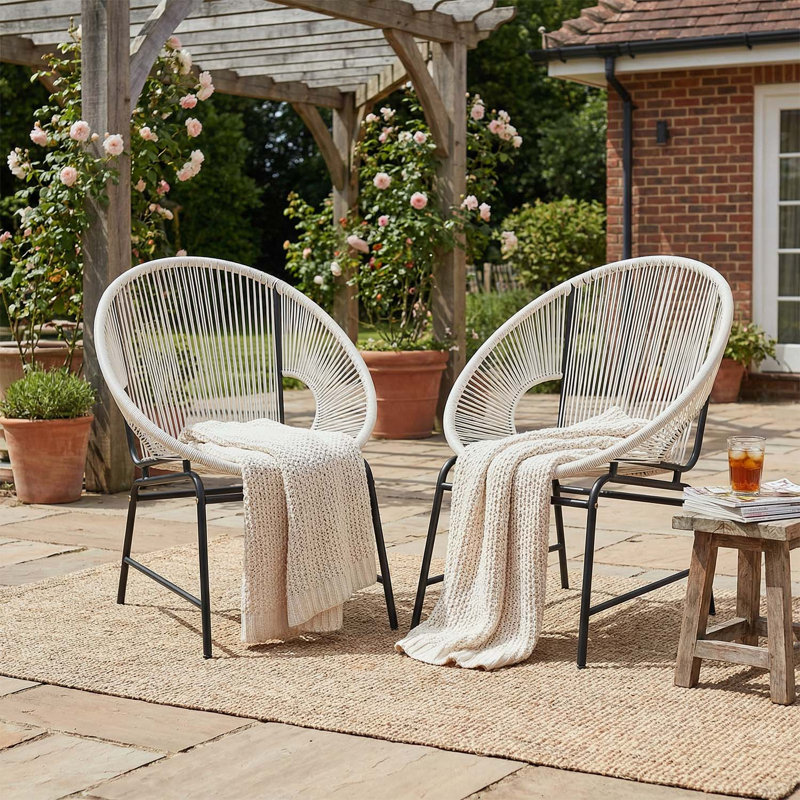 Ensemble de 2 chaises d'extérieur en osier de patio, Blanc