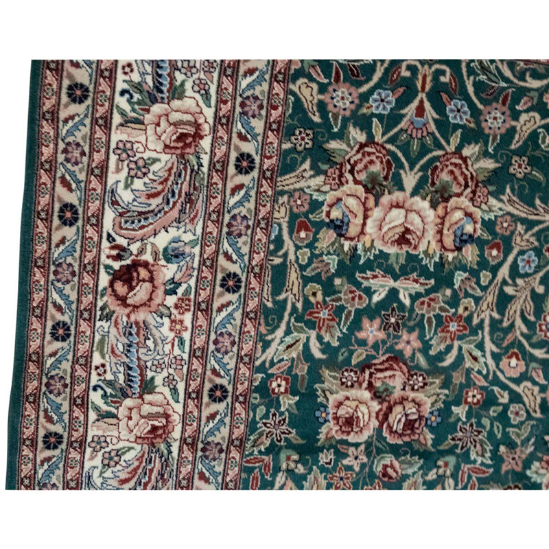 Tapis bleu / rouge / gris noué à la main de haute qualité