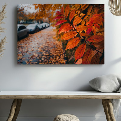 Canvas A Close Up View Of Vibrant Autumn Leaves Bursts With Wall Art A Rich Palette Of Fiery Oranges And Deep Reds Their Creating Cozy Canvas Wall Art