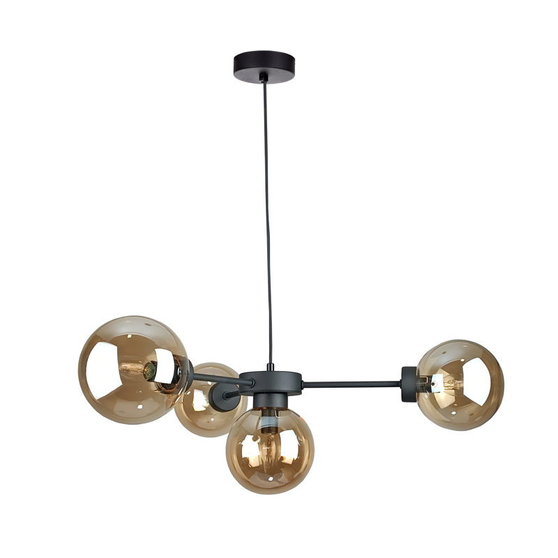 Chryl 4 - Light Matte Black Sputnik Pendant, Honey
