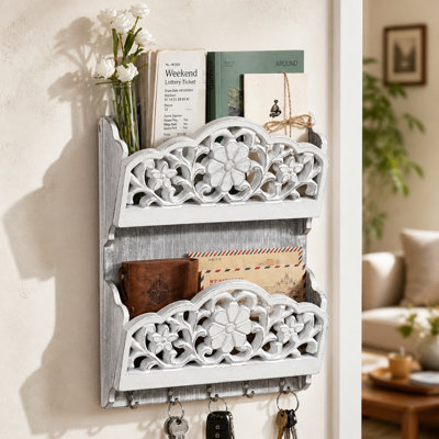 Porte-courrier et porte-clés avec 2 fentes, 5 crochets et porte-clés