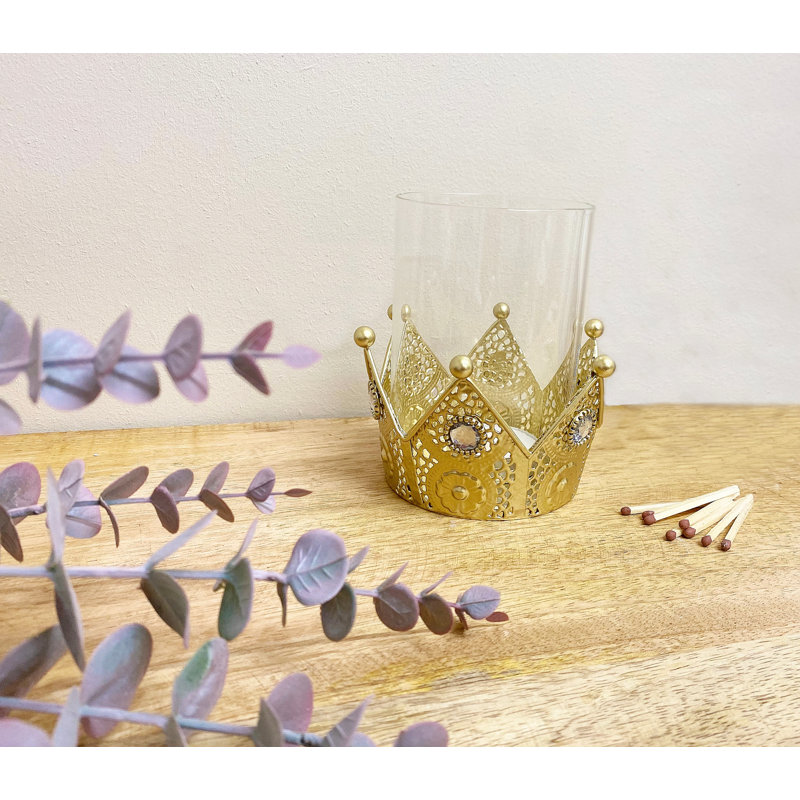 Glass Tabletop Tealight Holder with Candle Included