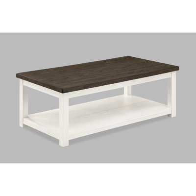 Contemporary Table With Open Storage Shelf, Brown White, Wood Living Room Tables White Finish,